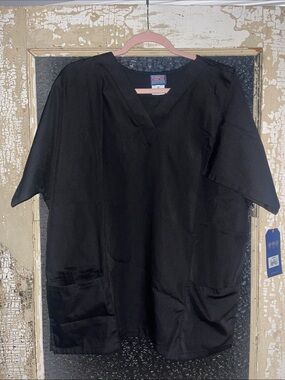 Cherokee Black V-Neck Short Sleeve Scrub Top